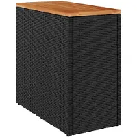 vidaXL Tuintafel met houten blad zwart 58x27,5x55 cm poly rattan