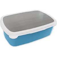MuchoWow Broodtrommel Blauw - Lunchbox - Brooddoos - Metaal print - Zilver - Lijn - Grijs - Structuur - 18x12x6 cm - Kinderen - Jongen