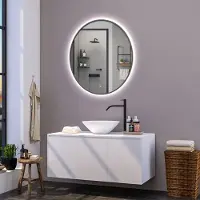 Guido Gusto Ronde badkamerspiegel Mauri gun metal met verwarming, LED verlichting en touch sensor 80x80cm