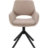 Goossens Eetkamerstoel Daisy bruin stof graden draaibaar met return functie met armleuning, modern design