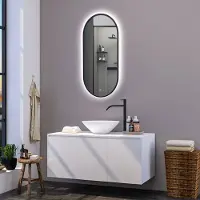 Guido Gusto Ovale badkamerspiegel Alessandro mat zwart met verwarming, LED verlichting en touch sensor 50x100cm