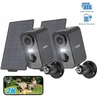 IeGeek 2K 3MP HD Buiten Bewakingscamera Batterij Wi-Fi - , HD Draadloze Bewakingscamera met Zonnepaneel - PIR Bewegingsdetectie en Alarm - Kleuren Nachtzicht - Ondersteund door Alexa - 2-Weg Audio