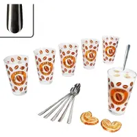 MamboCat 12-delige latte macchiato set - 6x CREMONA glazen oranje + 6x STYLE ART latte macchiato lepels - 0806137 & 747-310