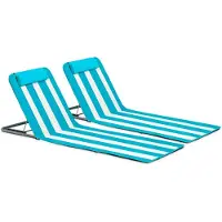 Oviala - Set van 2 strandslaapbanken in blauw lazuli-textiel - Clic Clac des Plages
