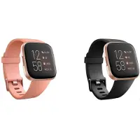 Strap-it Bundel van 2 Siliconen Bandjes - Geschikt voor Fitbit Versa / Versa 2 Maat: S - Zwart & Grapefruit - Sportbandje - Sportarmband - Siliconen Band - Waterbestendig & zweetbestendig