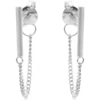Karma oorbel Chain Tubes Round Silver-M1807