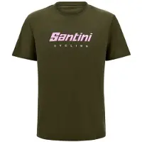 Santini - Coloured Branded T-Shirt - T-shirt XL, olijfgroen