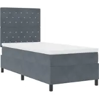 vidaXL LED Box Spring Bed met matras Donkergrijs 90 x 200 cm Fluweel