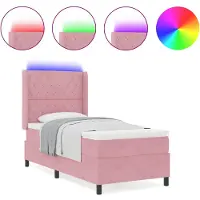 vidaXL Boxspringbed met matras met LED Roze 90 x 190 cm Fluweel