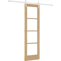 vidaXL Schuifdeur 61 x 198,5 cm Massief grenenhout en glas Naturel