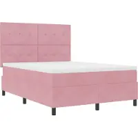 vidaXL LED Box Spring Bed met hoofdeinde Roze 160 x 200 cm Fluweel