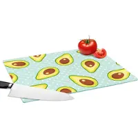 KitchenYeah Glazen Snijplank - 39x28 - Avocado - Patronen - Stippen - Snijplanken Glas