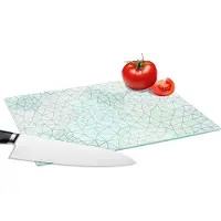 KitchenYeah Glazen Snijplank - 28x20 - Geometrie - Patroon - Groen - Snijplanken Glas