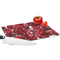 KitchenYeah Glazen Snijplank - 28x20 - Patroon - Jungle - Rood - Snijplanken Glas