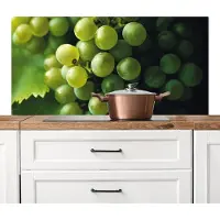 KitchenYeah Spatscherm keuken 120x60 cm - Kookplaat achterwand Druiven - Tros - Groen - Muurbeschermer - Spatwand fornuis - Hoogwaardig aluminium