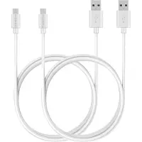 Phonillico 2x Micro USB naar USB A Kabel Wit - 3 meter - Oplaadkabel voor Asus Zenfone 5 LITE ZC600KL / 4 MAX ZC520KL / 4 MAX PLUS ZC554KL / 4 MAX PRO ZC554KL