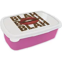 MuchoWow Broodtrommel Roze - Lunchbox Lip - Rood - Quote - Brooddoos 18x12x6 cm - Brood lunch box - Broodtrommels voor kinderen en volwassenen