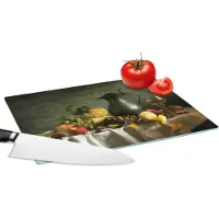 KitchenYeah Glazen Snijplank - 28x20 - Rustiek - Kaas - Theekan - Fruit - Stilleven - Snijplanken Glas