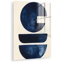 MuchoWow Glasschilderij 120x160 cm - Schilderij acrylglas - Vormen - Blauw - Abstract - Foto op glas - Muurdecoratie woonkamer - Wanddecoratie slaapkamer - Schilderijen