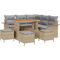 vidaXL Tuinbank Set 9 st 8-Aantal zitplaatsen Beige en Lichtgrijs