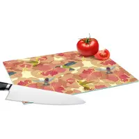 KitchenYeah Glazen Snijplank - 28x20 - Vogel - Bloemen - Patronen - Kolibrie - Snijplanken Glas