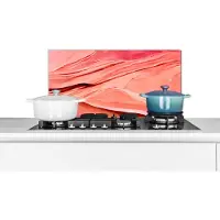 KitchenYeah Spatscherm keuken 70x30 cm - Kookplaat achterwand Abstract - Roze - Pastel - Vormen - Muurbeschermer - Spatwand fornuis - Hoogwaardig aluminium
