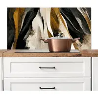 KitchenYeah Spatscherm keuken 100x50 cm - Kookplaat achterwand Verf - Landschap - Bruin - Zwart - Muurbeschermer - Spatwand fornuis - Hoogwaardig aluminium