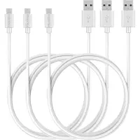 Phonillico 3x Micro USB naar USB A Kabel Wit - 3 meter - Oplaadkabel voor Asus Zenfone MAX M2 ZB633KL / MAX PRO M2 ZB631KL