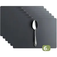KitchenYeah Placemats - 6 stuks - 45x30 cm - Placemat kunststof - Zilver - Metaal - Lepel - Borden onderleggers - Decoratie voor op tafel - Keuken tafeldecoratie accessoires - Vinyl onderlegger - Tafelversiering