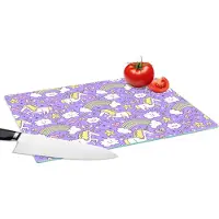 KitchenYeah Glazen Snijplank - 39x28 - Unicorn - Patroon - Regenboog - Kind - Snijplanken Glas