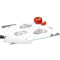 KitchenYeah Glazen Snijplank - 39x28 - Konijnen - Dieren - Slaap - Kinderen - Patronen - Snijplanken Glas