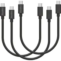 Phonillico 3x USB C naar USB C Kabel Zwart - 0,2 meter - Oplaadkabel voor Samsung Galaxy A05 / A05S / A15 4G / A15 5G / A16 / A17 5G / A25 5G / A35 5G / A55 5G