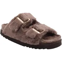 Scholl Klomp Women Belle Synthetic Fur Brown-Schoenmaat 39