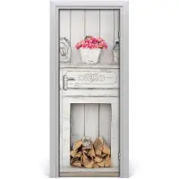Tulup Deursticker - Haard Deur plakfolie - 75 cm x 205 cm - Grijs Deursticker - Moderne Deur Sticker - Deursticker voor de Woonkamer - Deurposter