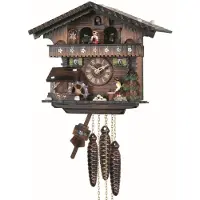 Engstler - 440_MT - Koekoeksklok - 1-daags kettinguurwerk - Notenhout - met muziek met dansend paar - 26 cm