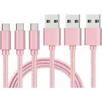 Phonillico 3x USB C naar USB A Nylon Gevlochten Kabel Roze - 1 meter - Oplaadkabel voor Google Pixel 10 / 10 Pro / 10 Pro XL / 9 / 9 Pro / 9 Pro Fold / 9 Pro XL / 9A / 8 / 8 Pro / 7 / 7 Pro / 7A