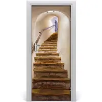 Tulup Deursticker - Kasteeltrappen Deur Sticker - 85 cm x 205 cm - Bruin Deursticker - Moderne Deur Sticker - Deursticker voor de Keuken - Deurfolie