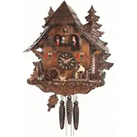 Engstler - 473_QMT - Koekoeksklok - Kwarts - Notenhout - met muziek met dansend paar - 35 cm