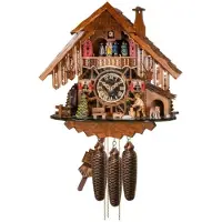 Engstler - 2871/8_MT - Koekoeksklok - 8-daags kettinguurwerk - Notenhout - met muziek met dansend paar - 35 cm