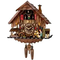 Engstler - 48715_MT - Koekoeksklok - 1-daags kettinguurwerk - Notenhout - met muziek met dansend paar - 35 cm