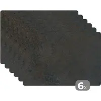 KitchenYeah - Placemats - Beton design - Industrieel - Zwart - Placemats zwart - Onderlegger - Tafeldecoratie - Placemat - 6 stuks - 45x30 cm
