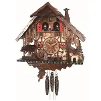 Engstler - 487_QMT - Koekoeksklok - Kwarts - Notenhout - met muziek met dansend paar - 35 cm