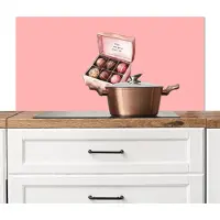 KitchenYeah Spatscherm keuken 100x50 cm - Kookplaat achterwand Doosje - Bonbons - Liefdevolle - Tekst - Muurbeschermer - Spatwand fornuis - Hoogwaardig aluminium