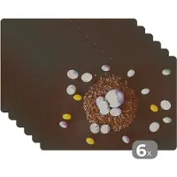 KitchenYeah Placemat - Placemats kunststof - Paaseitjes - Regenboog - Pasen - 45x30 cm - 6 stuks - Hittebestendig - Anti-Slip - Onderlegger - Afneembaar