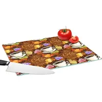 KitchenYeah Glazen Snijplank - 39x28 - Koffie - Croissant - Patronen - Ontbijt - Snijplanken Glas