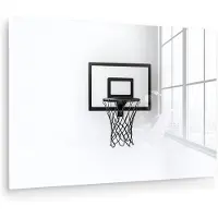 MuchoWow Glasschilderij 180x120 cm - Schilderij acrylglas - Basketbalbord - Minimalistisch - Zwart - Foto op glas - Muurdecoratie woonkamer - Wanddecoratie slaapkamer - Schilderijen