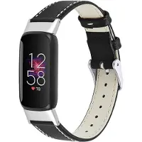 Strap-it Modern leren bandje met gespsluiting - geschikt voor Fitbit Luxe (zwart)