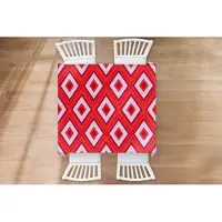 KitchenYeah Kerst Tafelkleed - Kerstmis Decoratie - Tafellaken - Kerst - Patronen - Ruit - Rood - 120x120 cm - Kerstmis Versiering - Tafeldecoratie Kerstmis - Kerstdecoratie tafel - Tafelversiering