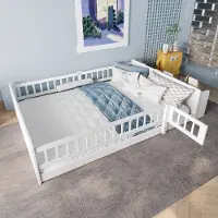 Merax Kinderbed - 140 x 190 cm - Open opberging - Planken - Te openen behuizing - Zonder matras - Wit