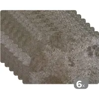 KitchenYeah - Placemats - Stenen - Beton look - Industrieel - Onderleggers placemat - Placemat - Onderlegger - 6 stuks - 45x30 cm